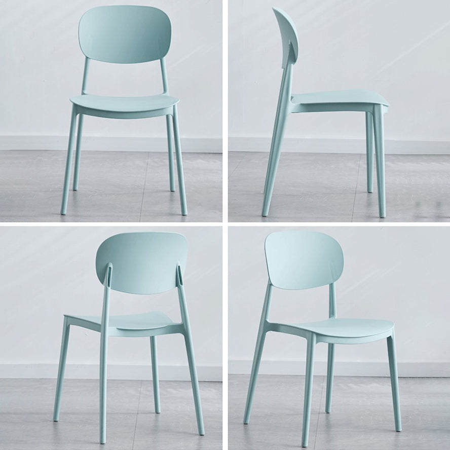 Glam Style Plastic Side Chair Matte Finish Open Back Dining Chair for Home