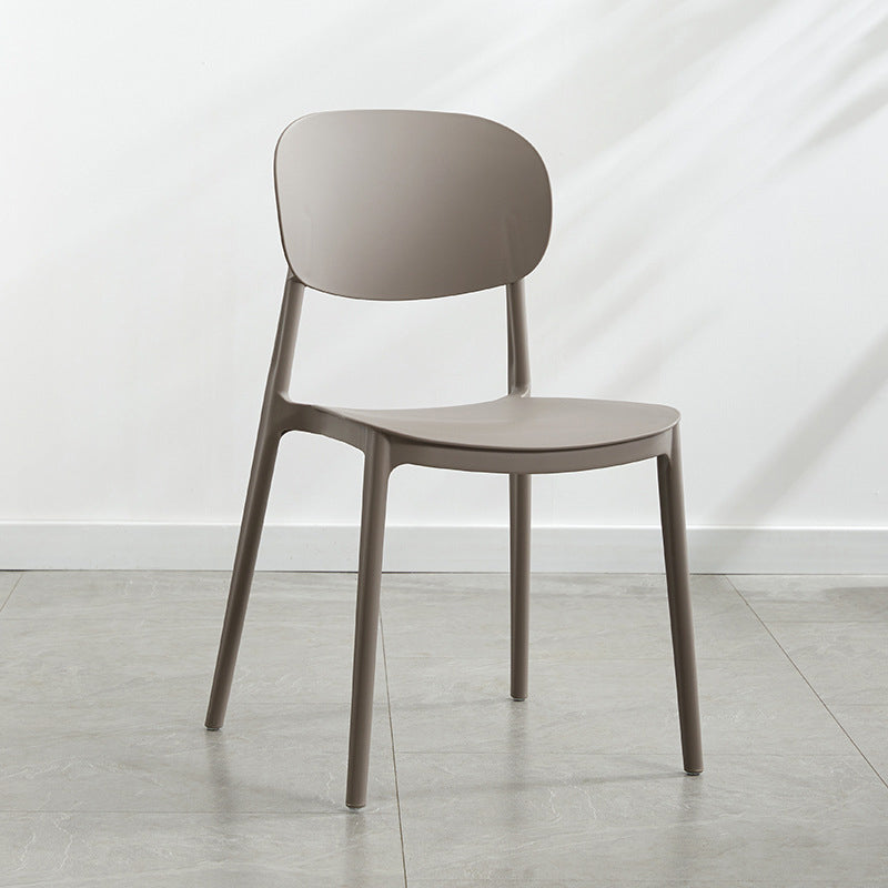Glam Style Plastic Side Chair Matte Finish Open Back Dining Chair for Home