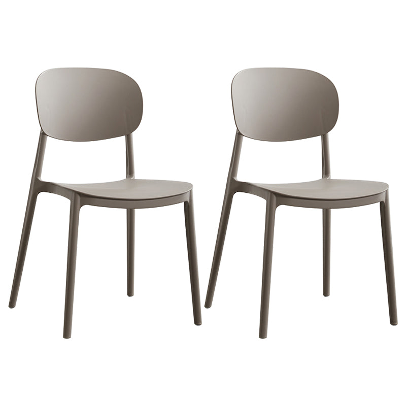 Glam Style Plastic Side Chair Matte Finish Open Back Dining Chair for Home