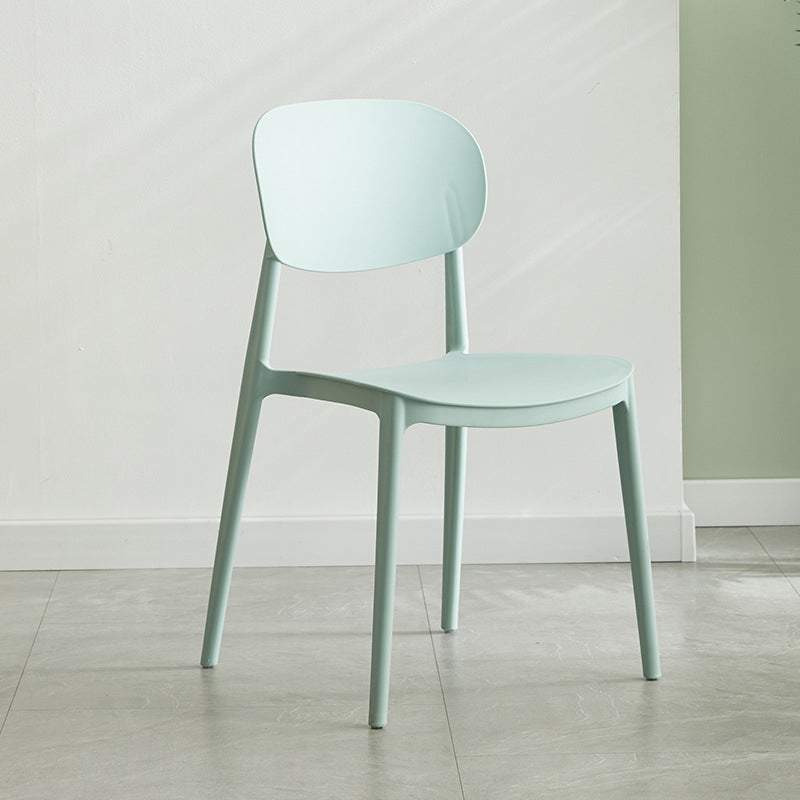 Glam Style Plastic Side Chair Matte Finish Open Back Dining Chair for Home