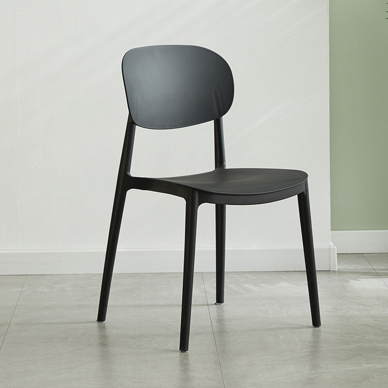 Glam Style Plastic Side Chair Matte Finish Open Back Dining Chair for Home