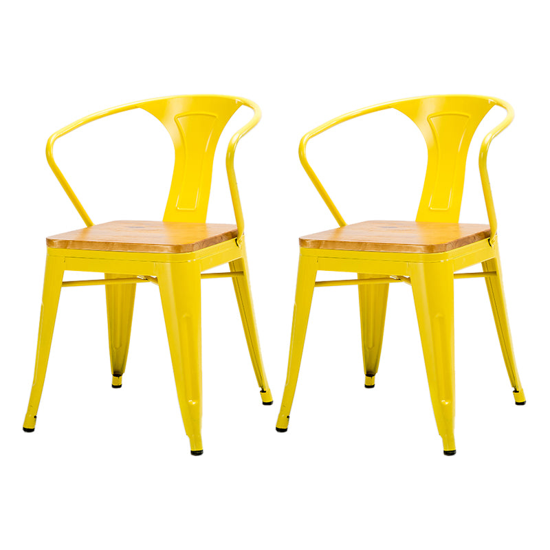 Industrial Dining Arm Chair Slat Back Side Chair with 4 Metal Legs for Home