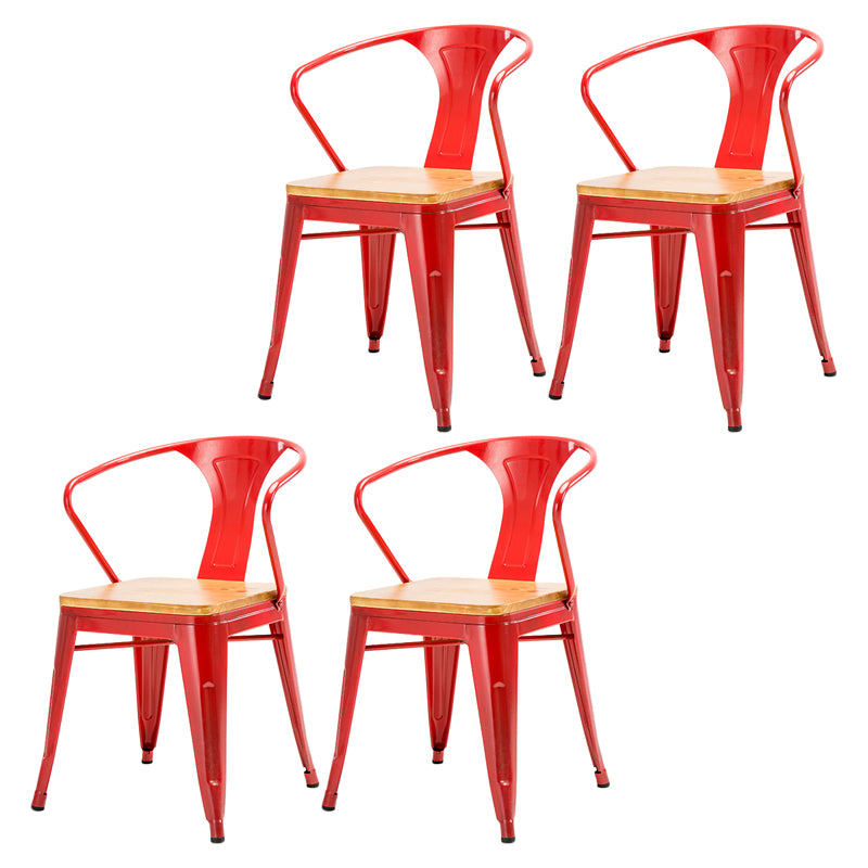 Industrial Dining Arm Chair Slat Back Side Chair with 4 Metal Legs for Home