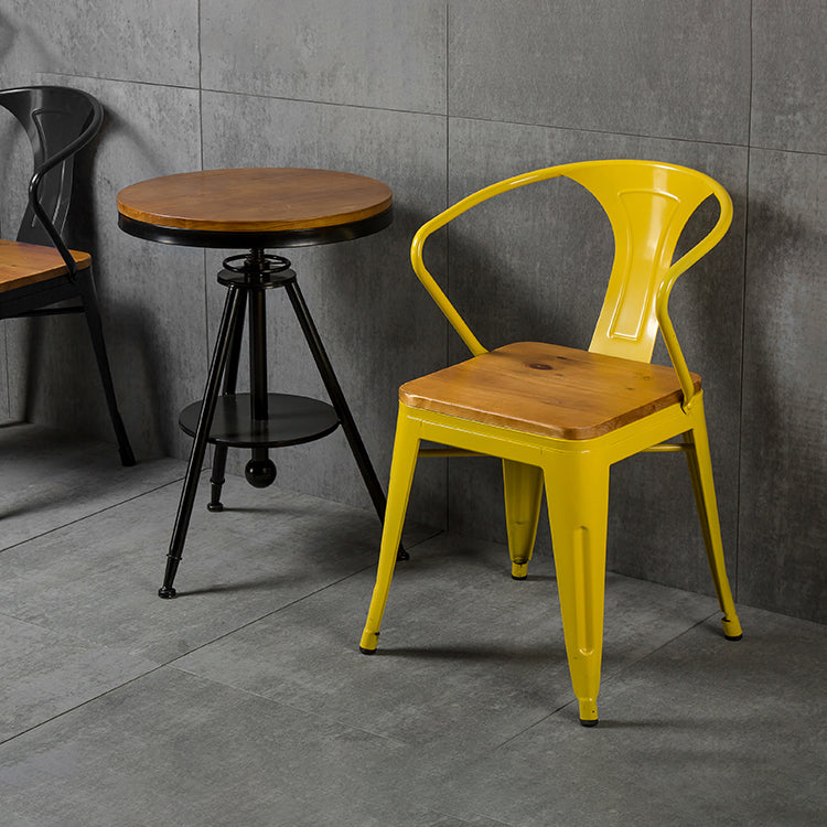 Industrial Dining Arm Chair Slat Back Side Chair with 4 Metal Legs for Home