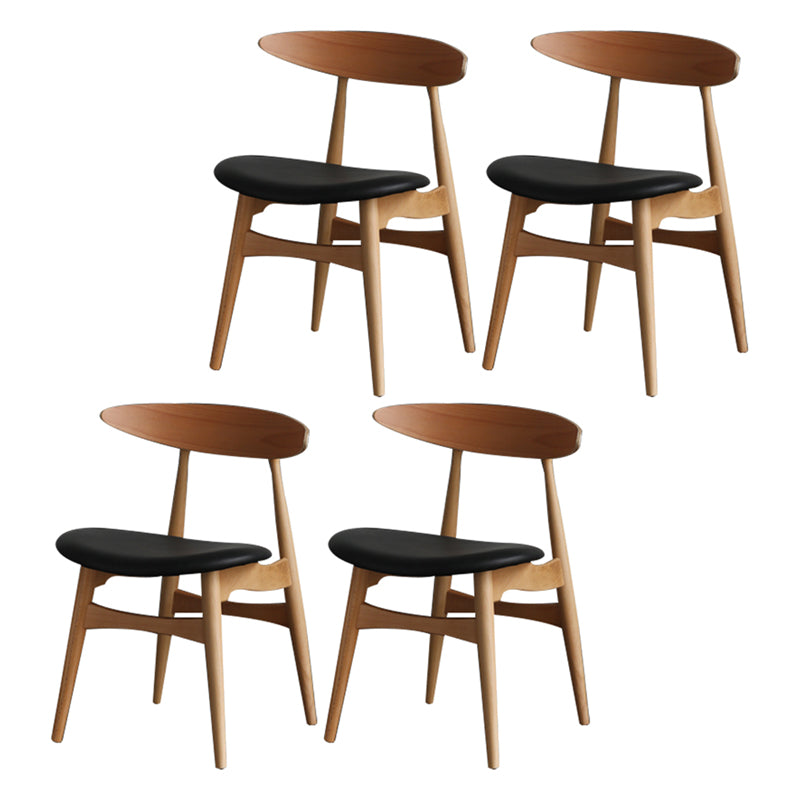 Chaise de salle à manger contemporaine chaise latérale ouverte avec 4 pattes en bois pour un usage domestique