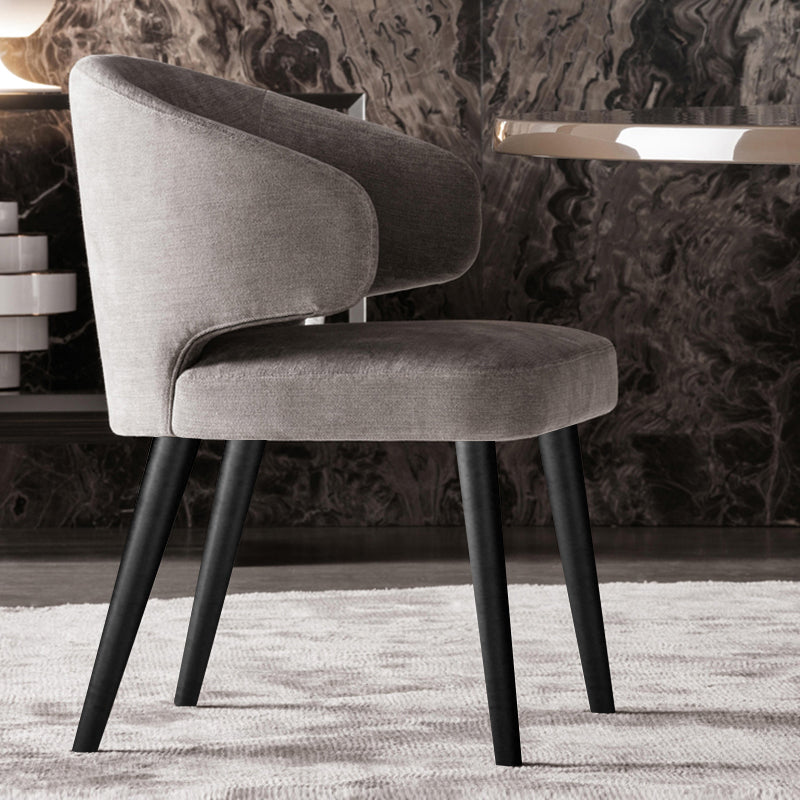 Glam Style Upholstered Side Chair Solid Back Chair with 4 Black Finish Legs
