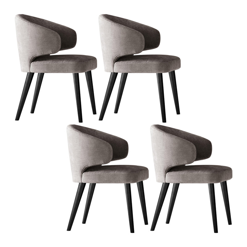 Glam Style Upholstered Side Chair Solid Back Chair with 4 Black Finish Legs