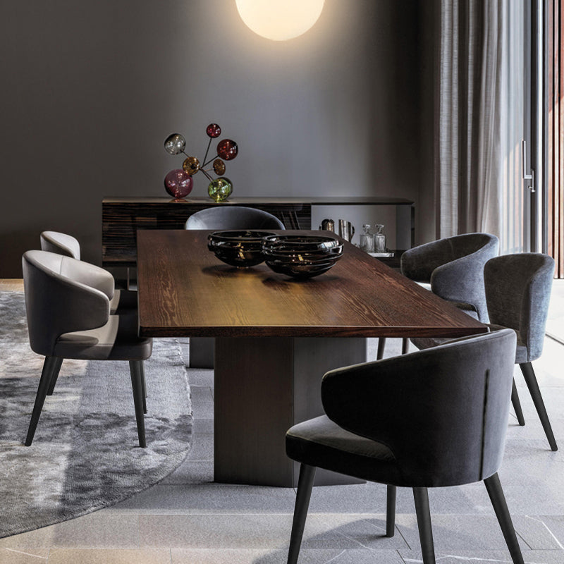 Glam Style Upholstered Side Chair Solid Back Chair with 4 Black Finish Legs