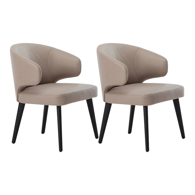 Glam Style Upholstered Side Chair Solid Back Chair with 4 Black Finish Legs