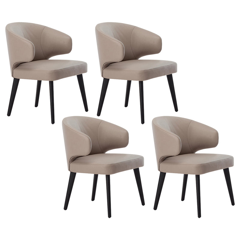 Glam Style Upholstered Side Chair Solid Back Chair with 4 Black Finish Legs