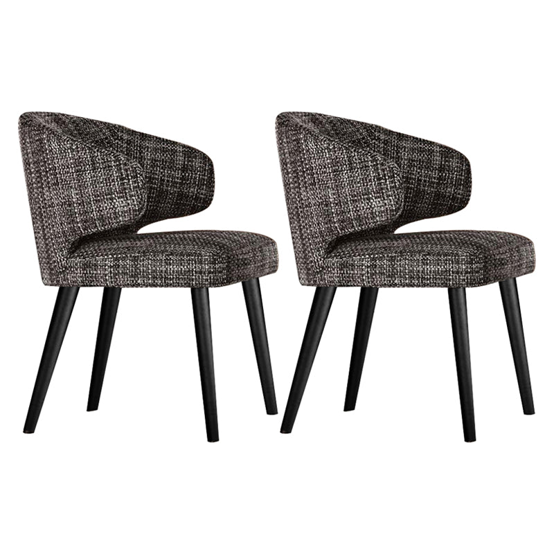 Glam Style Upholstered Side Chair Solid Back Chair with 4 Black Finish Legs