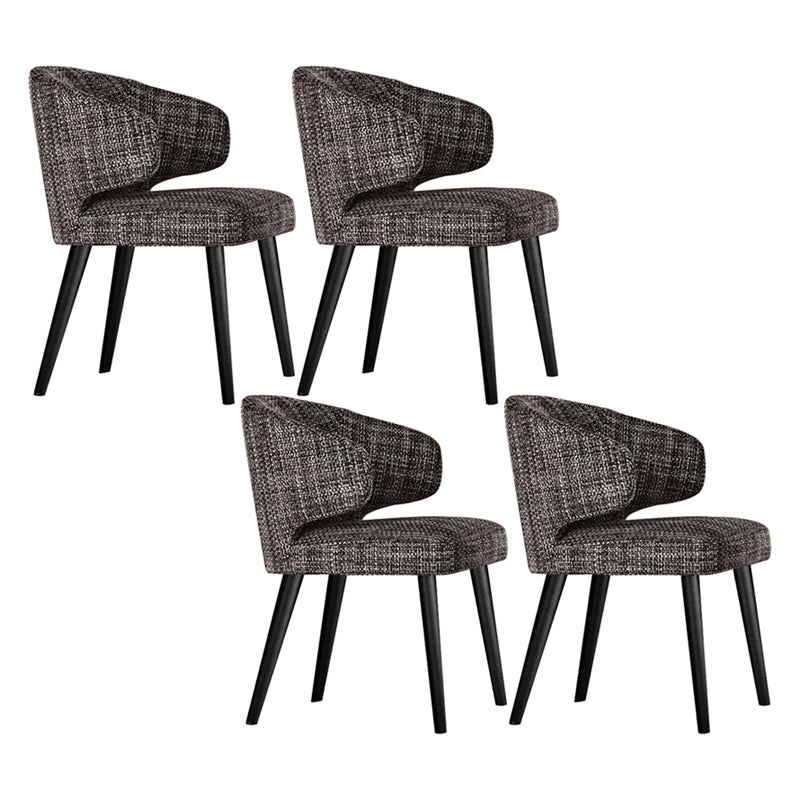Glam Style Upholstered Side Chair Solid Back Chair with 4 Black Finish Legs