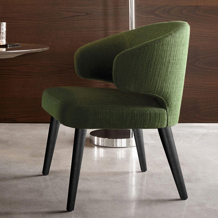 Glam Style Upholstered Side Chair Solid Back Chair with 4 Black Finish Legs