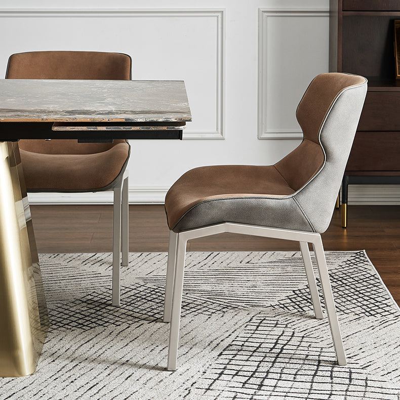 Nordic Cushioned Dining Chair 32"H Wingback Parsons Chair with Metal Base for Restaurant
