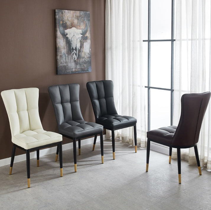 Glam Style Wingback Side Chair Upholstered Armless Dining Chairs for Home