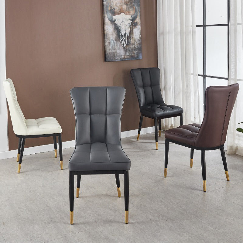 Glam Style Wingback Side Chair Upholstered Armless Dining Chairs for Home
