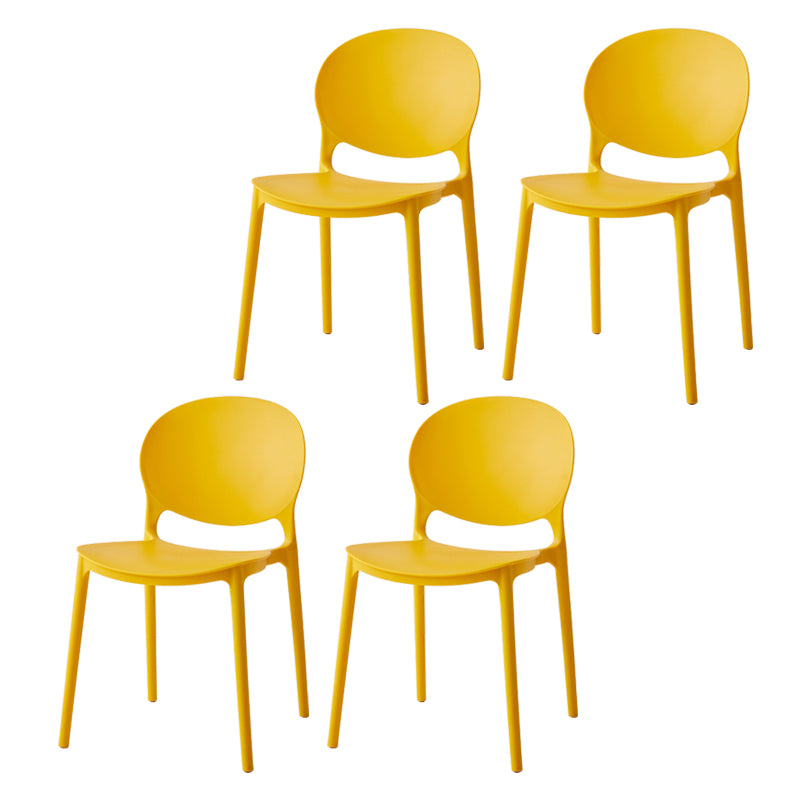 Chaise latérale de salle à manger à dossier ouvert en plastique nordique, chaise de salle à manger de 32 pouces avec 4 pieds pour Restaurant
