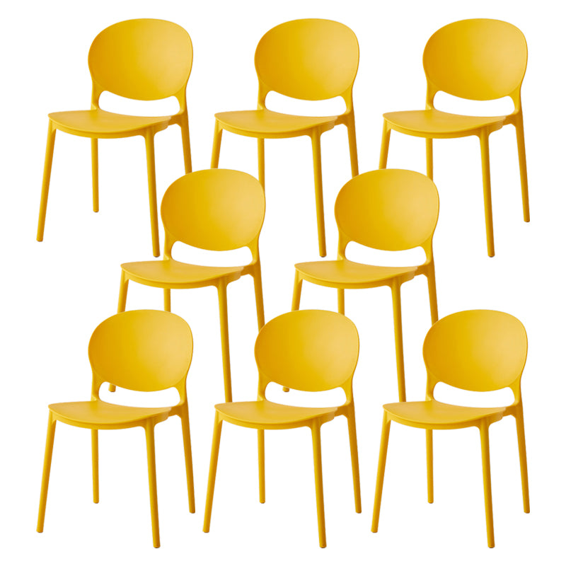 Chaise latérale de salle à manger à dossier ouvert en plastique nordique, chaise de salle à manger de 32 pouces avec 4 pieds pour Restaurant