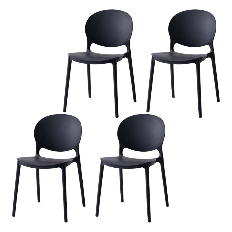 Chaise latérale de salle à manger à dossier ouvert en plastique nordique, chaise de salle à manger de 32 pouces avec 4 pieds pour Restaurant
