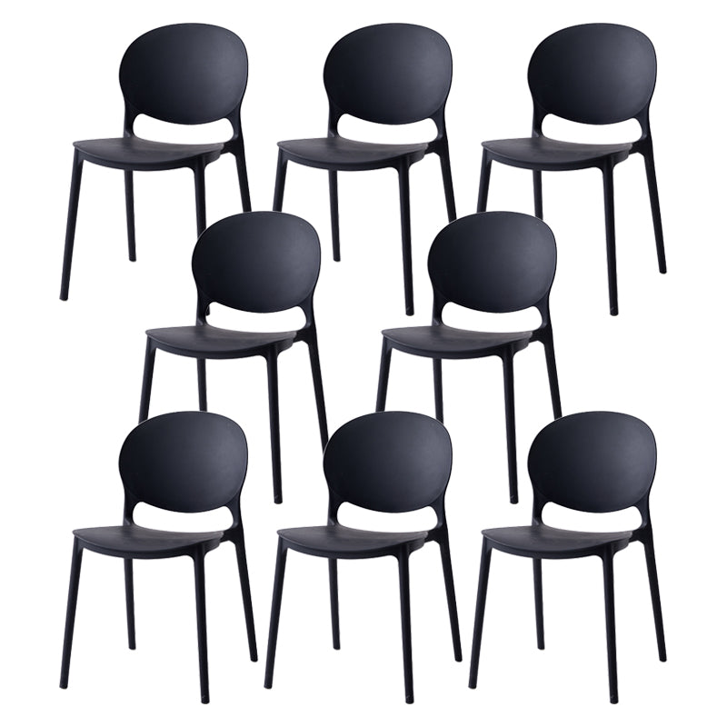 Chaise latérale de salle à manger à dossier ouvert en plastique nordique, chaise de salle à manger de 32 pouces avec 4 pieds pour Restaurant