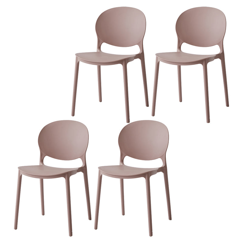 Chaise latérale de salle à manger à dossier ouvert en plastique nordique, chaise de salle à manger de 32 pouces avec 4 pieds pour Restaurant