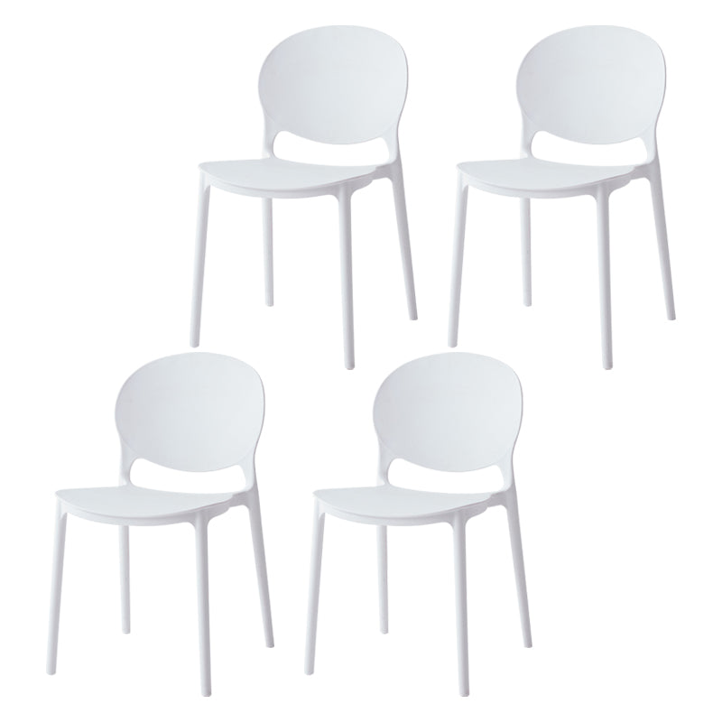 Chaise latérale de salle à manger à dossier ouvert en plastique nordique, chaise de salle à manger de 32 pouces avec 4 pieds pour Restaurant