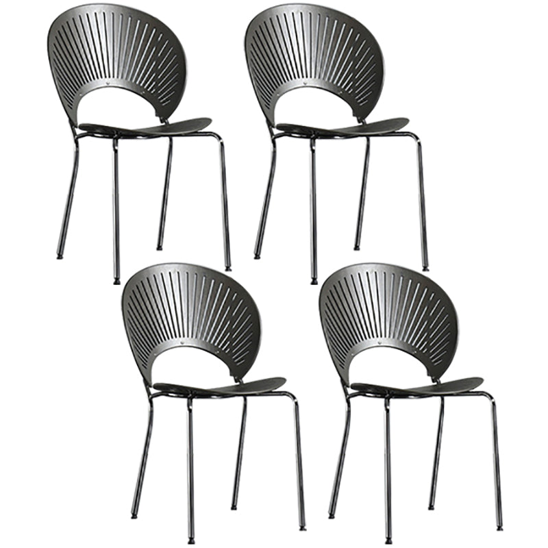 Metal Contemporary Style Kitchen Chair Open Back Side Dining Chairs Set