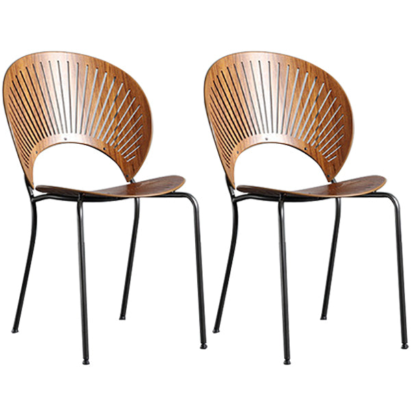 Metal Contemporary Style Kitchen Chair Open Back Side Dining Chairs Set