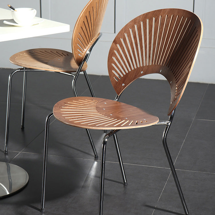 Metal Contemporary Style Kitchen Chair Open Back Side Dining Chairs Set