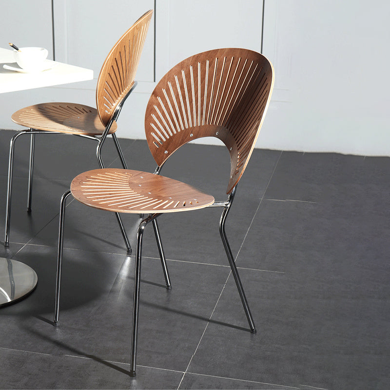 Metal Contemporary Style Kitchen Chair Open Back Side Dining Chairs Set