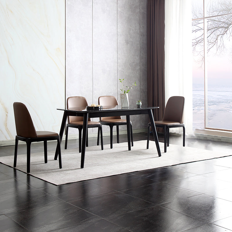 Nordic Style Side Solid Dining Room Chair Leather Parsons Chair for Home Use
