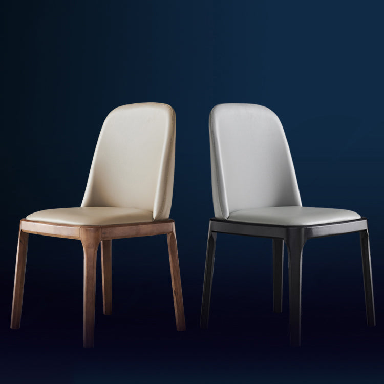 Industrial Dining Chair Solid Back Chair with 4 Wood Legs for Home Use