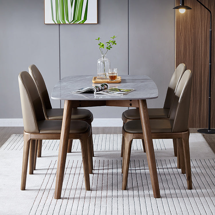 Industrial Dining Chair Solid Back Chair with 4 Wood Legs for Home Use