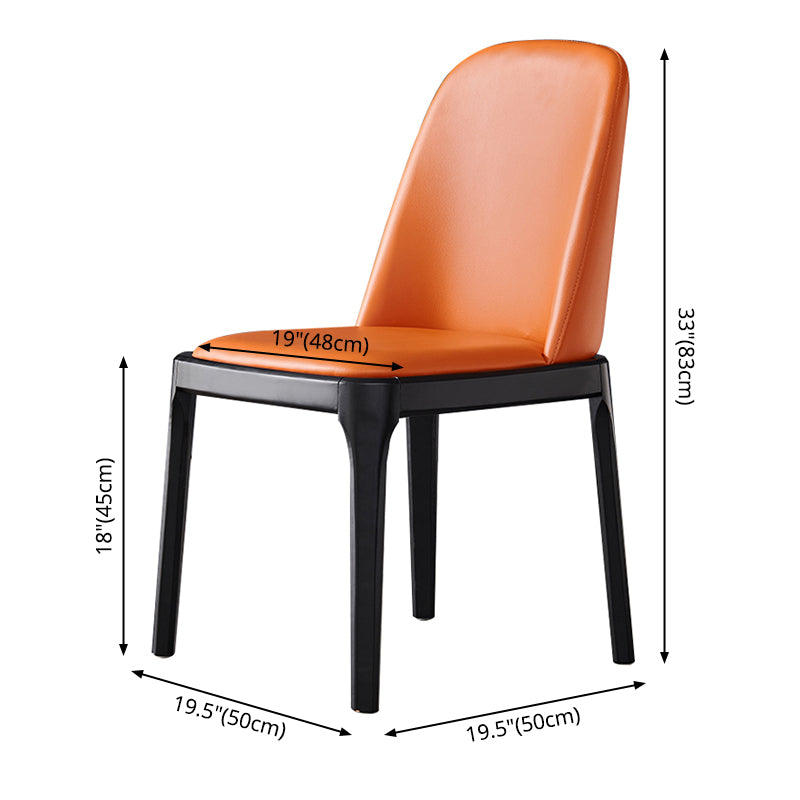 Industrial Dining Chair Solid Back Chair with 4 Wood Legs for Home Use