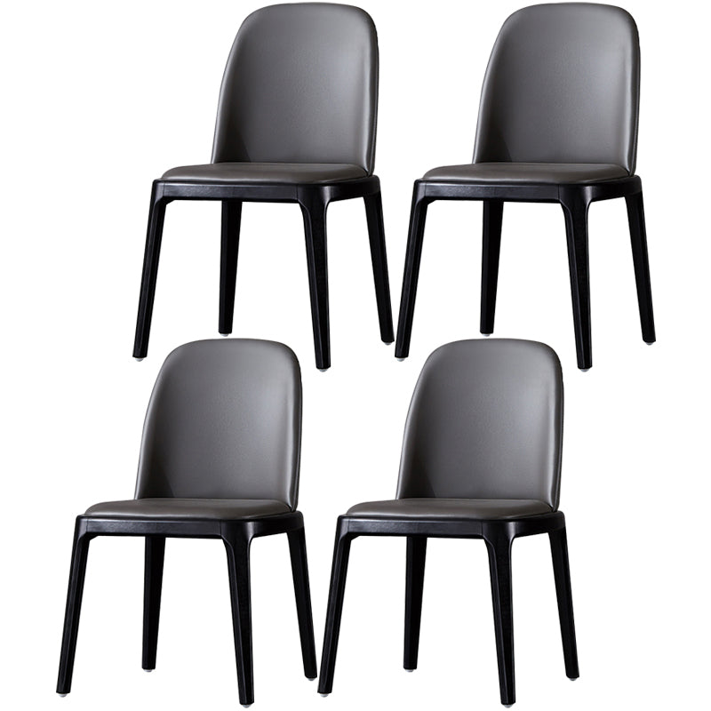 Industrial Dining Chair Solid Back Chair with 4 Wood Legs for Home Use