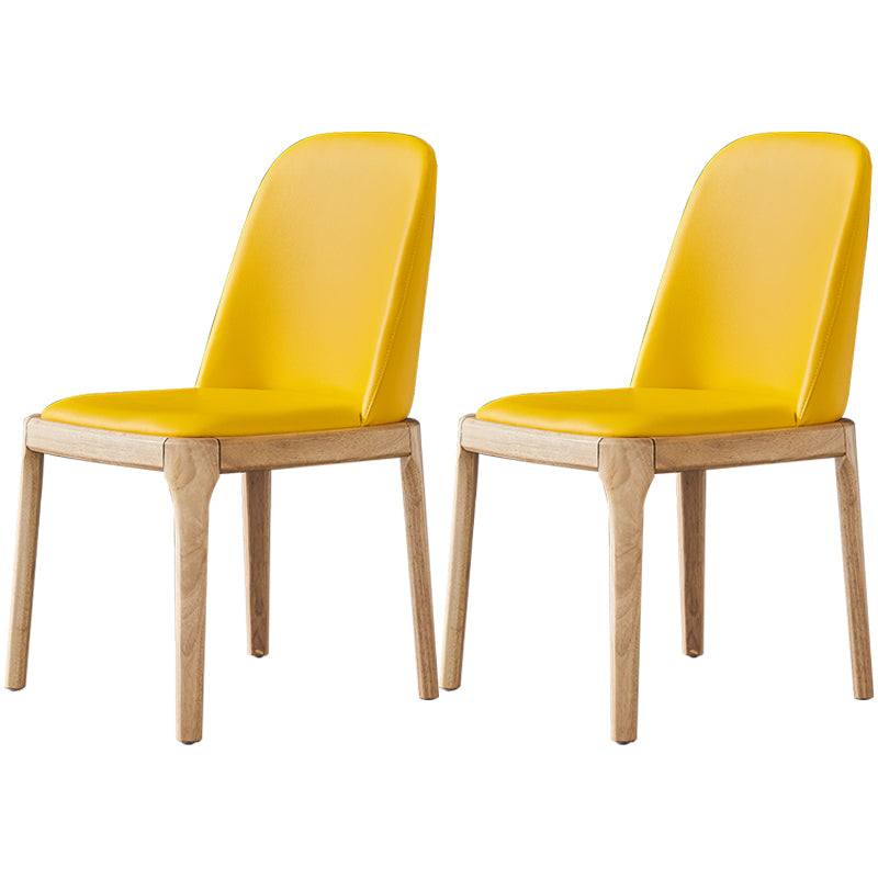 Industrial Dining Chair Solid Back Chair with 4 Wood Legs for Home Use