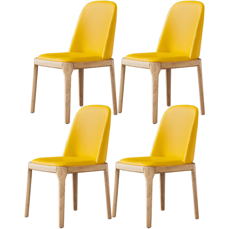 Industrial Dining Chair Solid Back Chair with 4 Wood Legs for Home Use