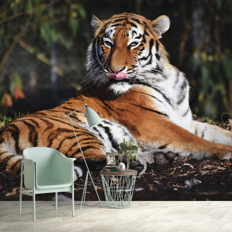 Siberian Tiger Mural Decal Eco-friendly Wallpaper Customized Wall Covering for Sitting Room