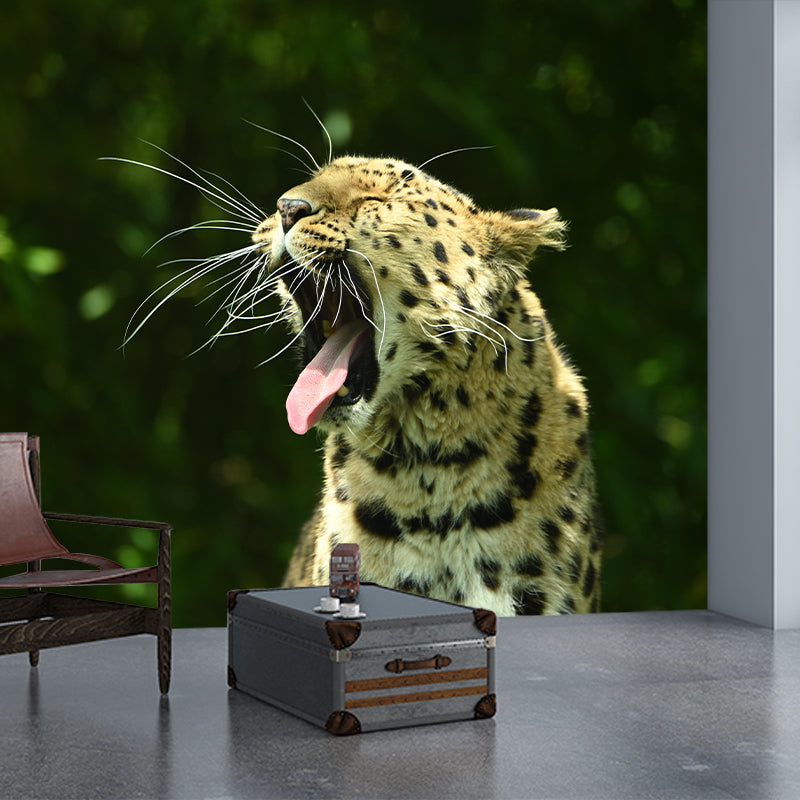 Amur Leopard Mural Decal Eco-friendly Wallpaper Customized Wall Covering for Sitting Room