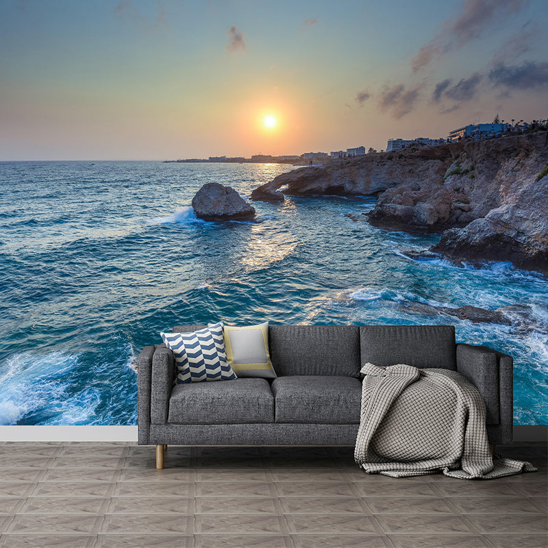 Beautiful Sea Mural Decal Decorative Modern Style Moisture Resistant for Bathroom