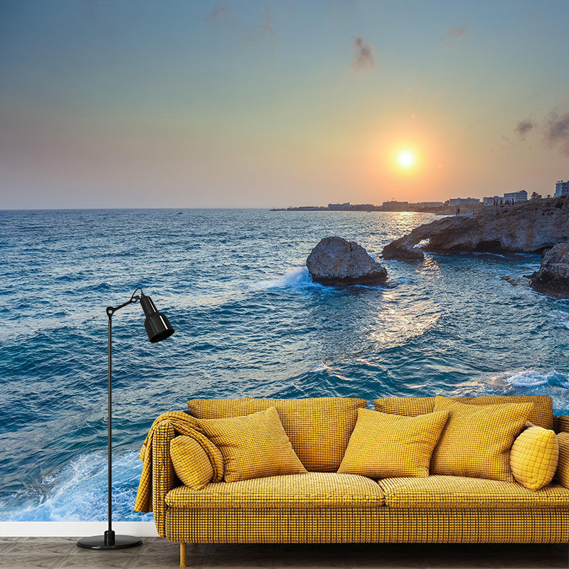 Beautiful Sea Mural Decal Decorative Modern Style Moisture Resistant for Bathroom