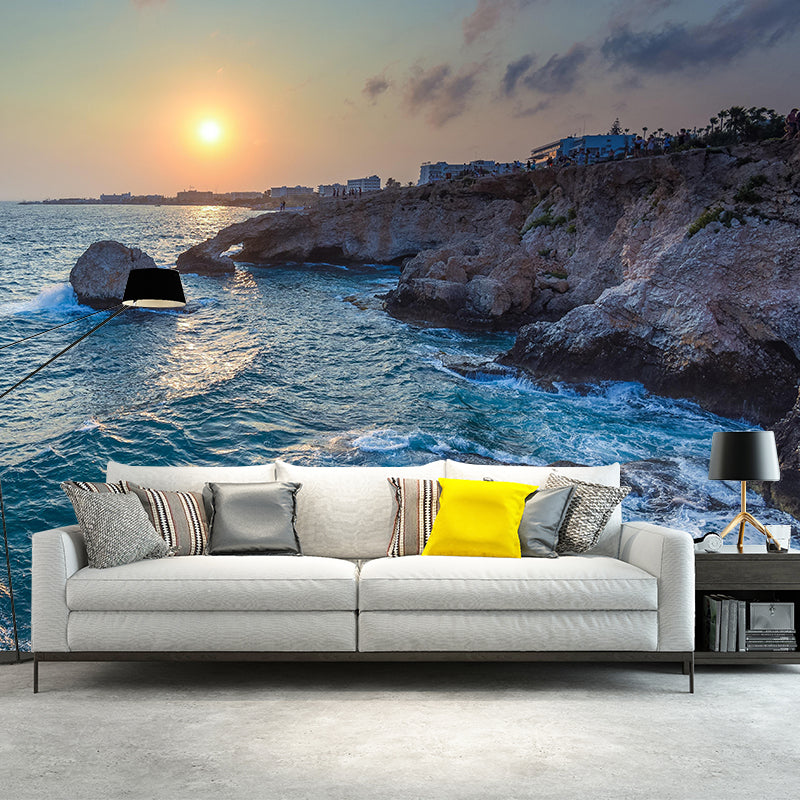 Beautiful Sea Mural Decal Decorative Modern Style Moisture Resistant for Bathroom