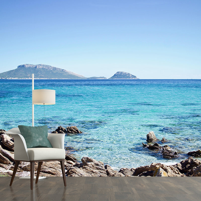 Contemporary Sea Wall Mural Mildew Resistant Covering for Dining Room Bathroom