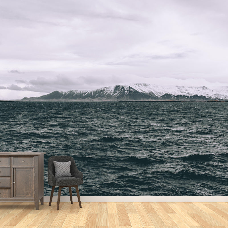 Contemporary Sea Wall Mural Mildew Resistant Covering for Dining Room Bathroom