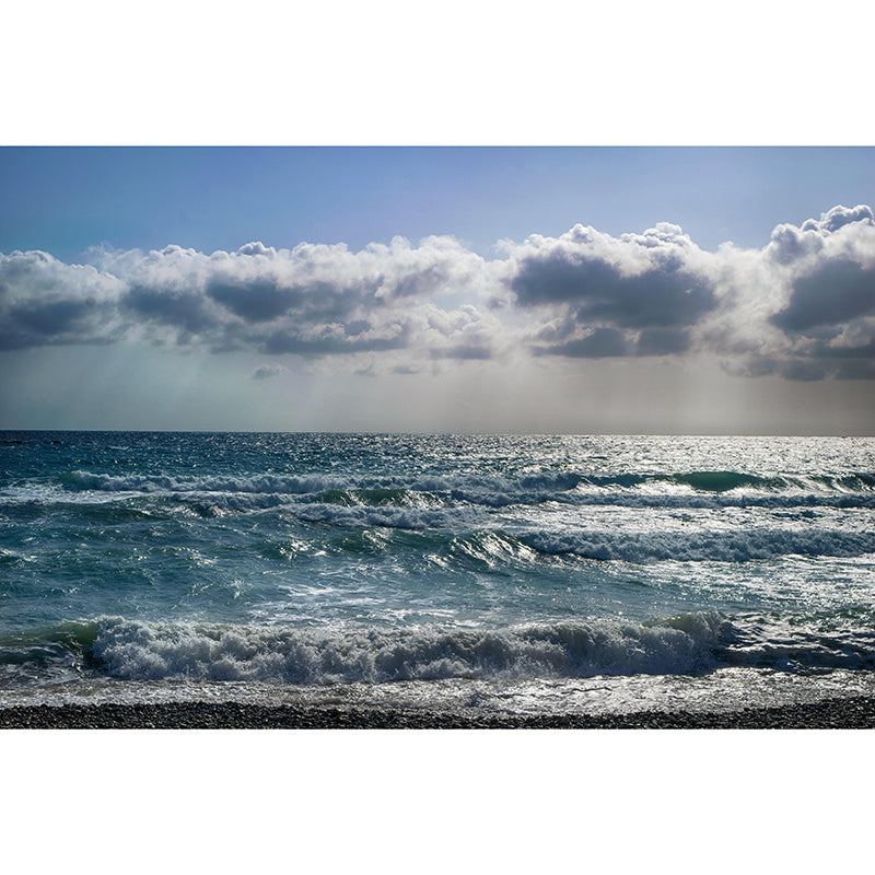 Huge Sea Mural Decal Photography Style Moisture Resistant for Sitting Room