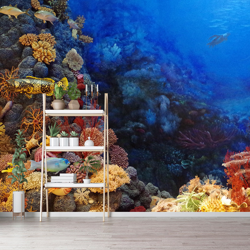 Tropical Sea Creatures Wall Covering for Sleeping Room Stain Resistant