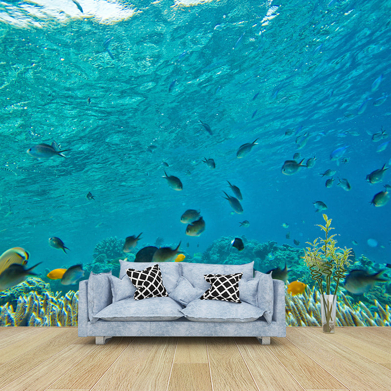 Tropical Sea Creatures Wall Covering for Sleeping Room Stain Resistant