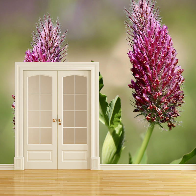 Customized Moisture Resistant Mural Wallpaper Decal Rose Clover Wall Decor