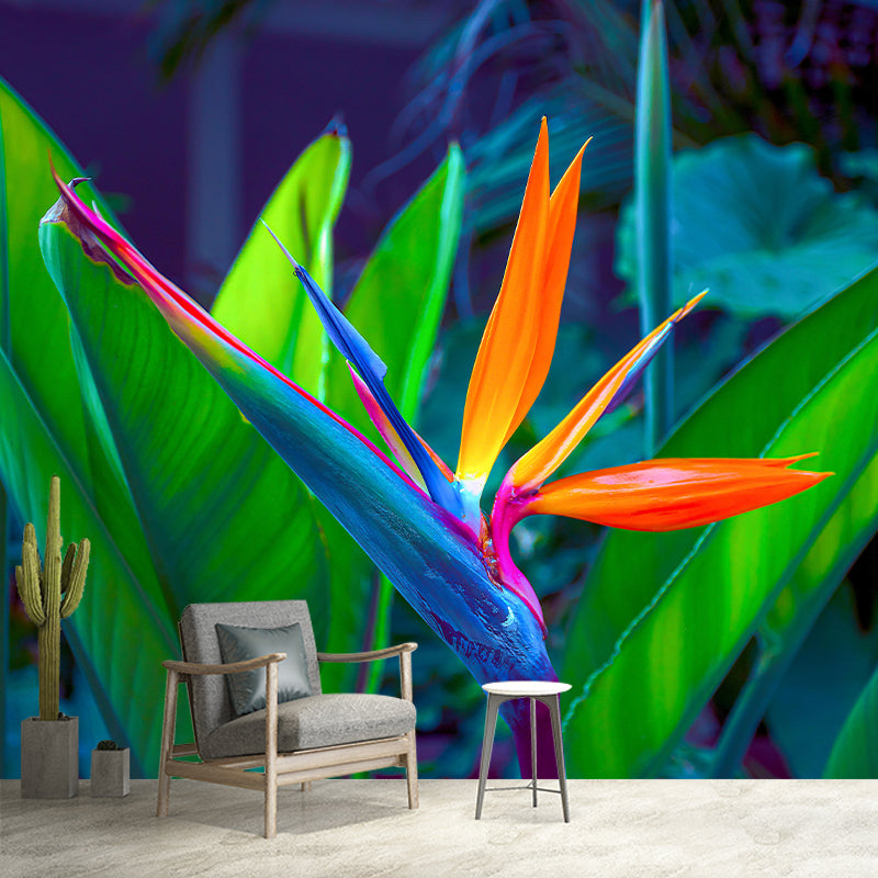 Bird of Paradise Flower Mural Decal Modern Style Moisture Resistant for Sitting Room