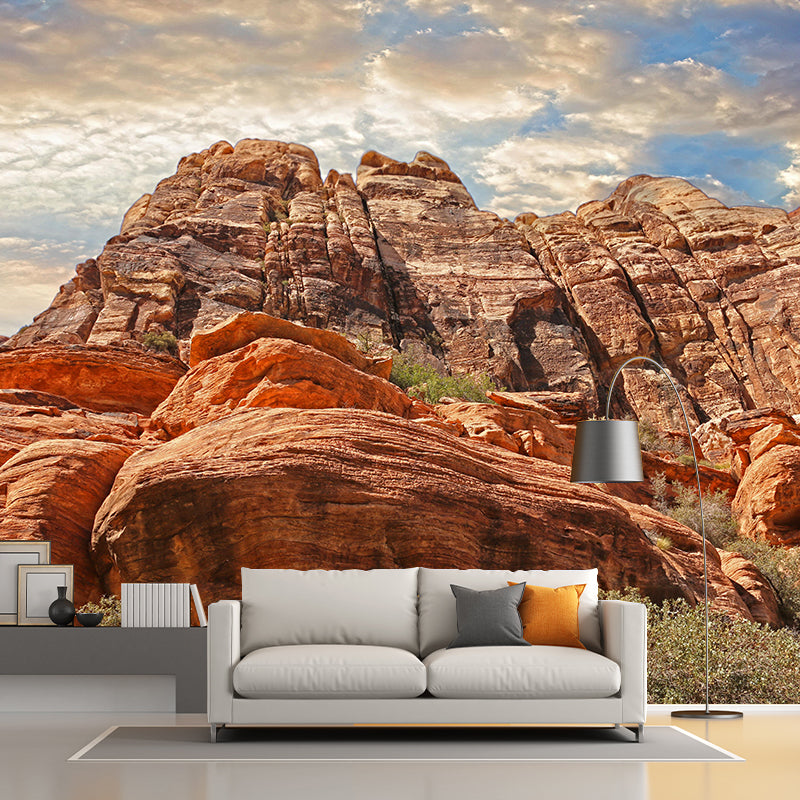 Customized Moisture Resistant Mural Wallpaper Decal Mountain in Soft Color